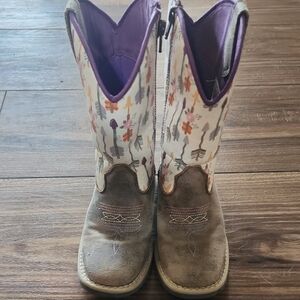 Kids Arrow Print Boots - Brown and Purple